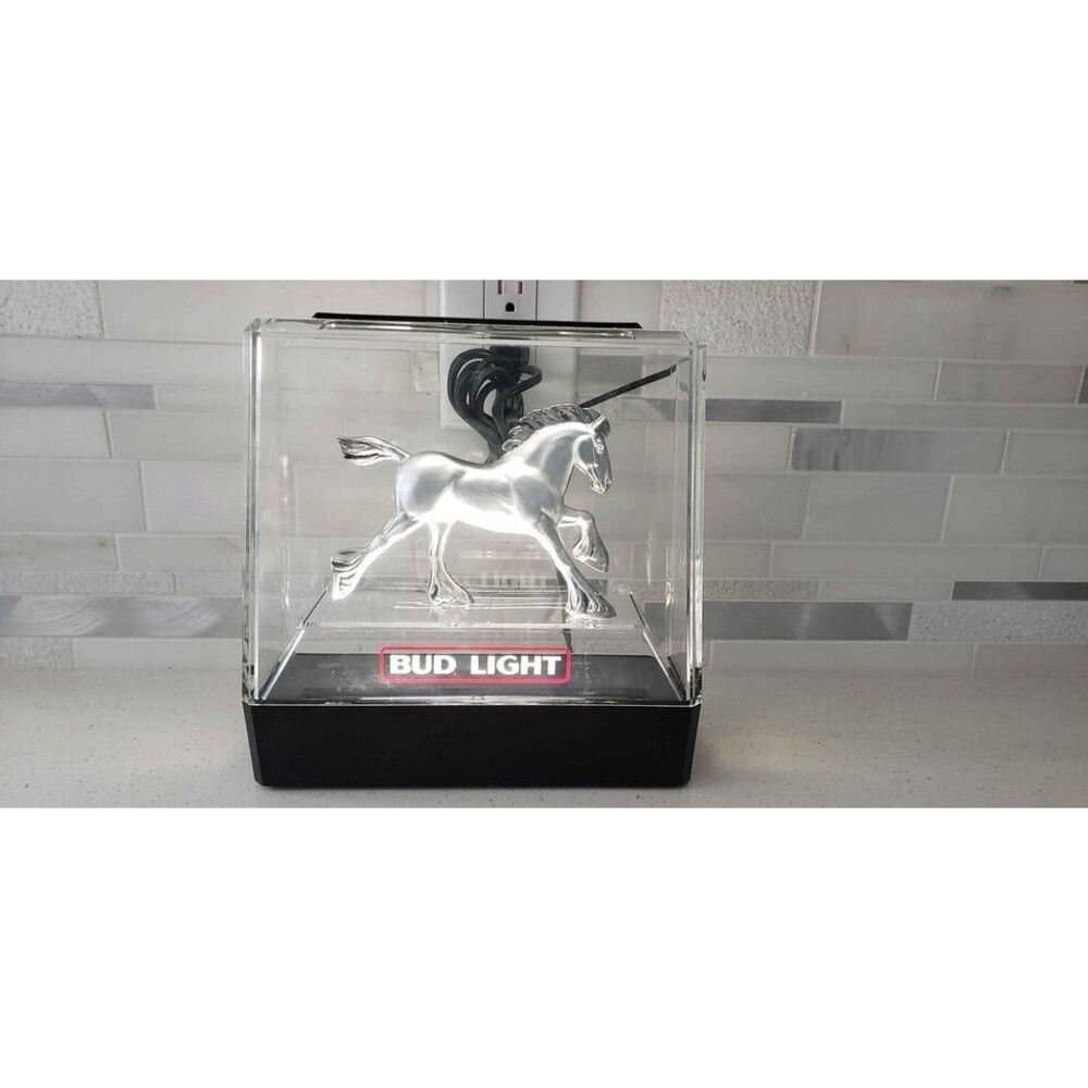 Vintage 1982 The Budweiser Light Clydesdale Bud Light Sign Bar Display